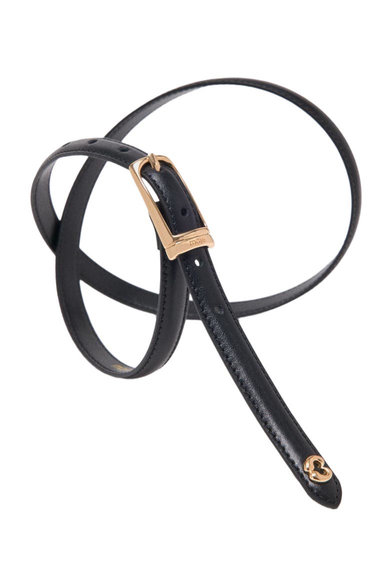 Slim leather belt, Alternate, color, Black