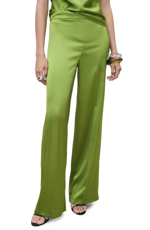 Straight Leg Satin Pants