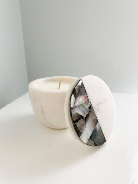 Grey Mother of Pearl Lavender Candle
