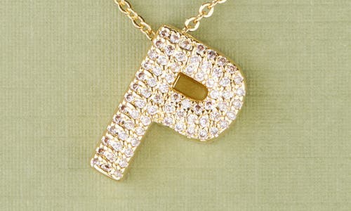 Leith Pavé Cubic Zirconia Initial Pendant Necklace In Gold