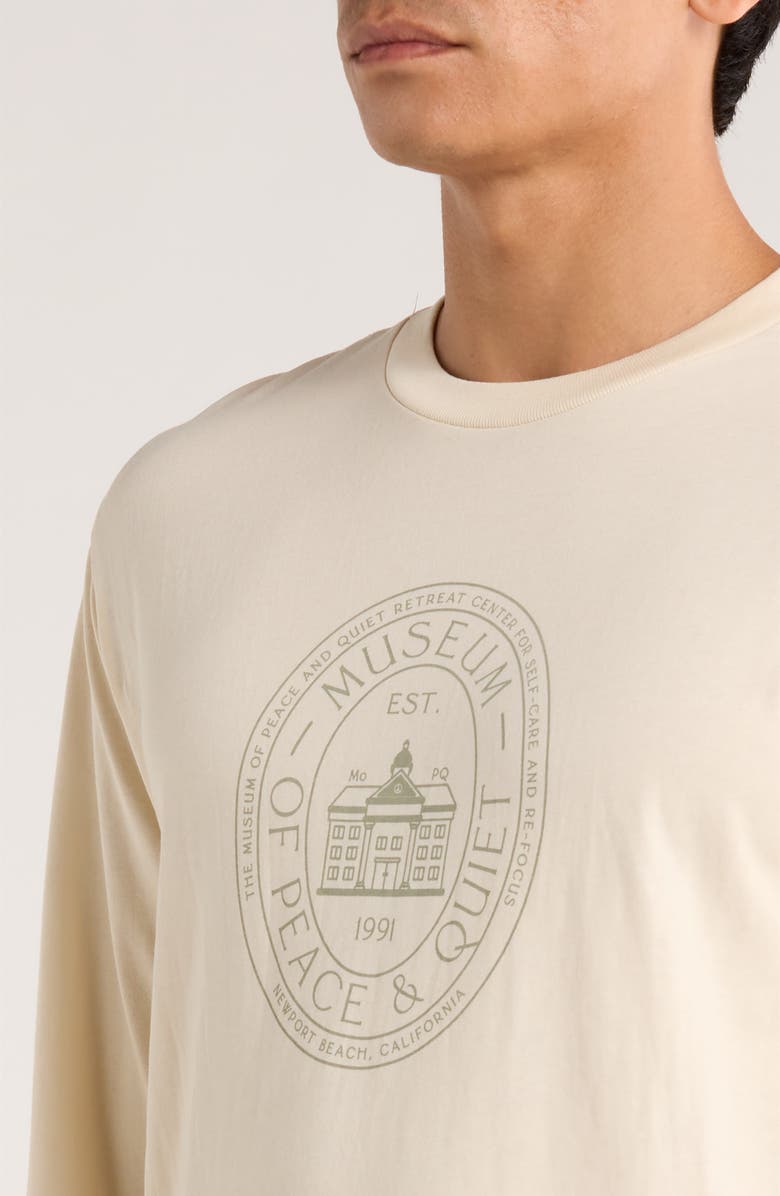 Museum of Peace & Quiet Retreat Center Long Sleeve Cotton Graphic T-Shirt, Alternate, color, Bone