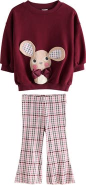 NEXT Kids' Holiday Appliqué Graphic Sweatshirt & Flare Leggings Set