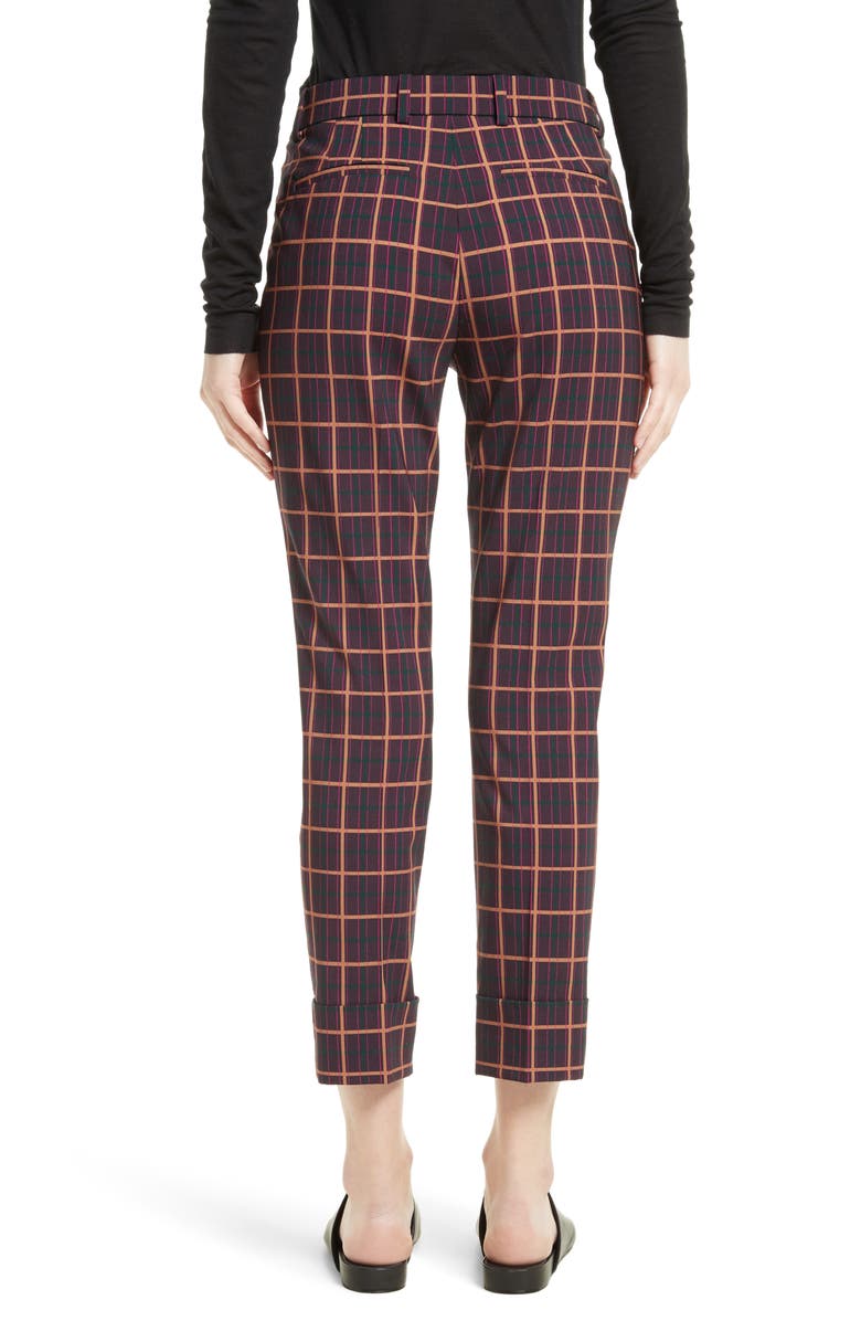 Theory York Plaid Cuffed Crop Pants, Alternate, color,