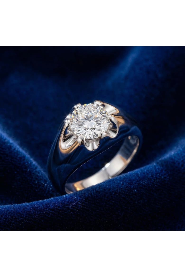 Mens 1 1/2ct Diamond Solitaire Belcher Wedding Ring 14k Gold Lab Grown, Alternate, color, 14k White Gold