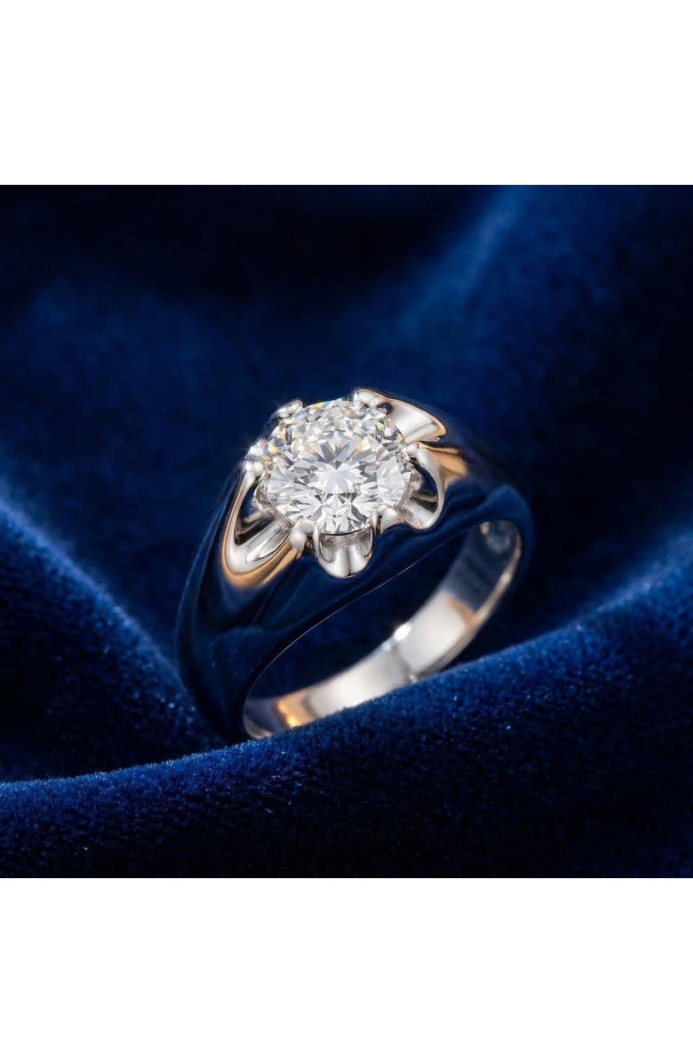 Bliss Diamond Mens 1 1/2ct Diamond Solitaire Belcher Wedding Ring 14k Gold Lab Grown, Alternate, color, 14K White Gold