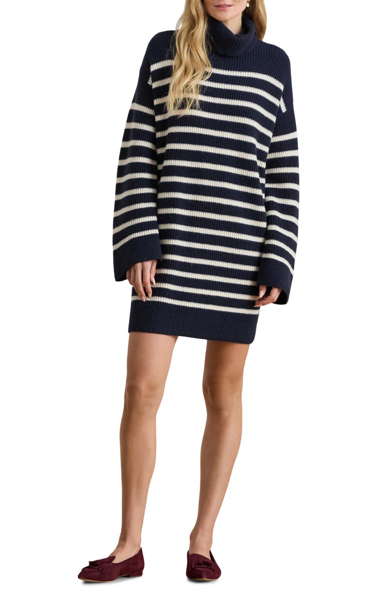 Lauren Ralph Lauren Areena Long Sleeve Wool & Cashmere Sweater Dress, Main, color, Lauren Navy/ Mascarpone Cream