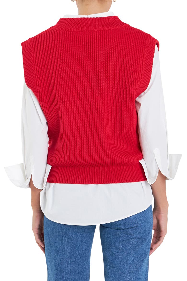 Throw On Sweater Vest, Alternate, color, RED