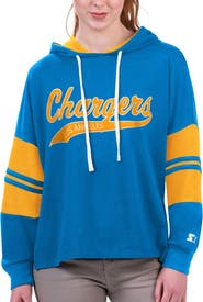 STARTER Women's Starter Powder Blue Los Angeles Chargers Bump And Run Long Sleeve Hoodie T-Shirt