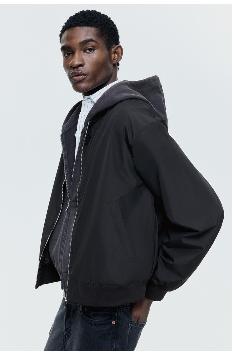 H&M Lightweight Bomber Jacket, Alternate, color, Black