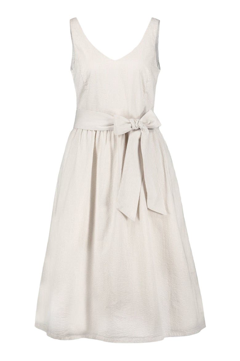 Women's Organic A-Line Dress with Sash, Alternate, color, Khaki