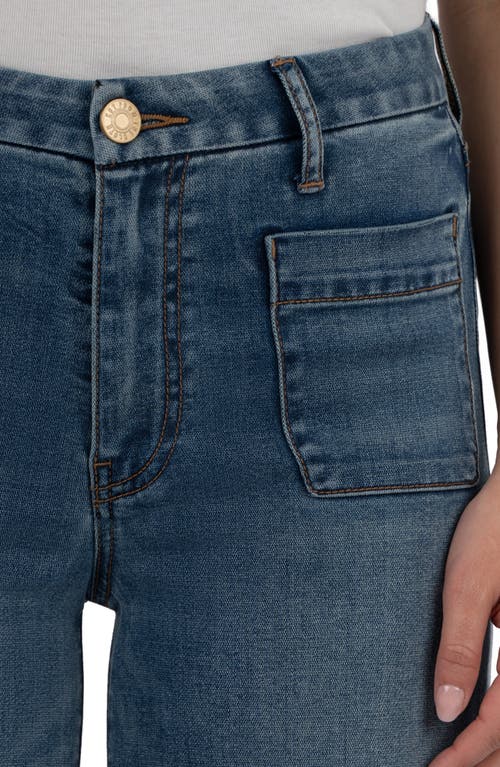 Kut From The Kloth Meg Patch Pocket Mid Rise Wide Leg Jeans In Blue