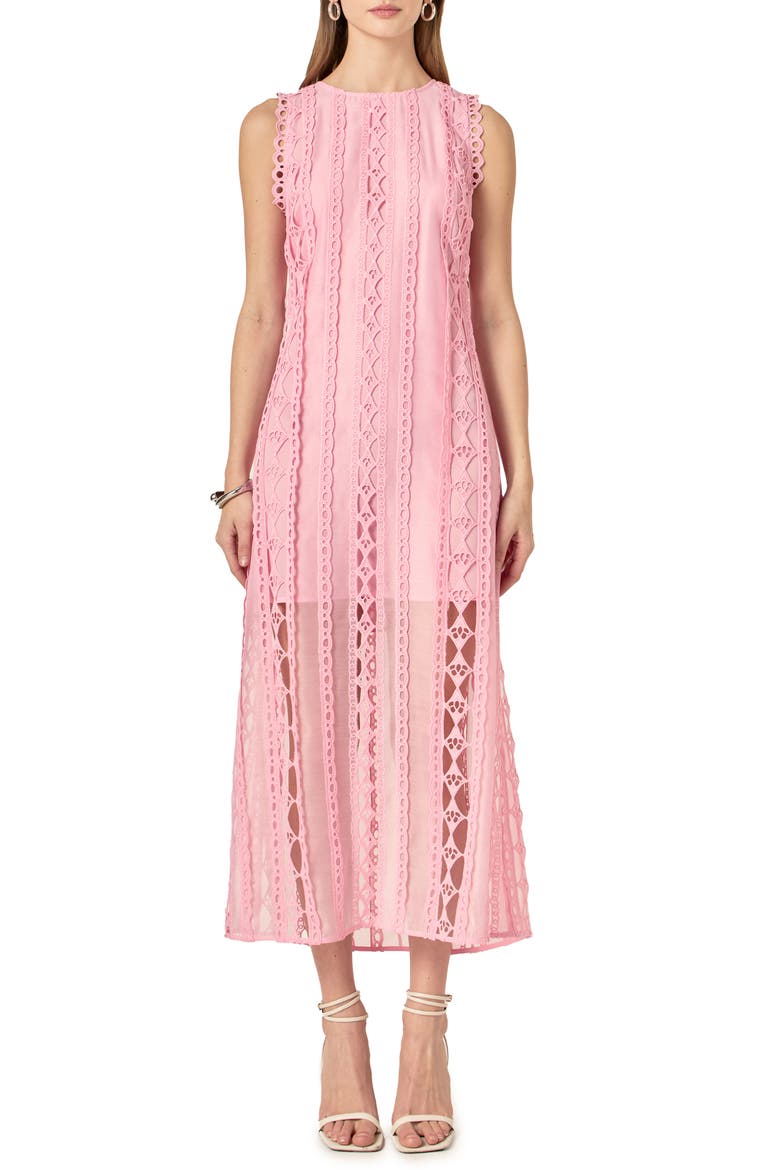 Lace Overlay Midi Dress, Main, color, PINK