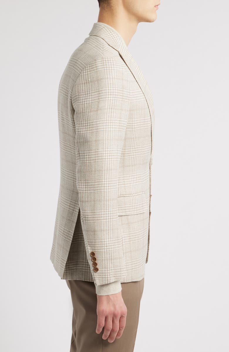 Canali Capri Trim Fit Plaid Wool & Linen Blend Sport Coat, Alternate, color, Beige