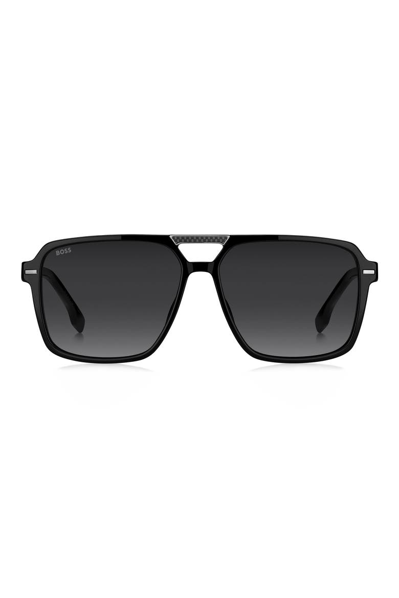59mm Square Sunglasses, Main, color, BLACK/ DARK GREY SF