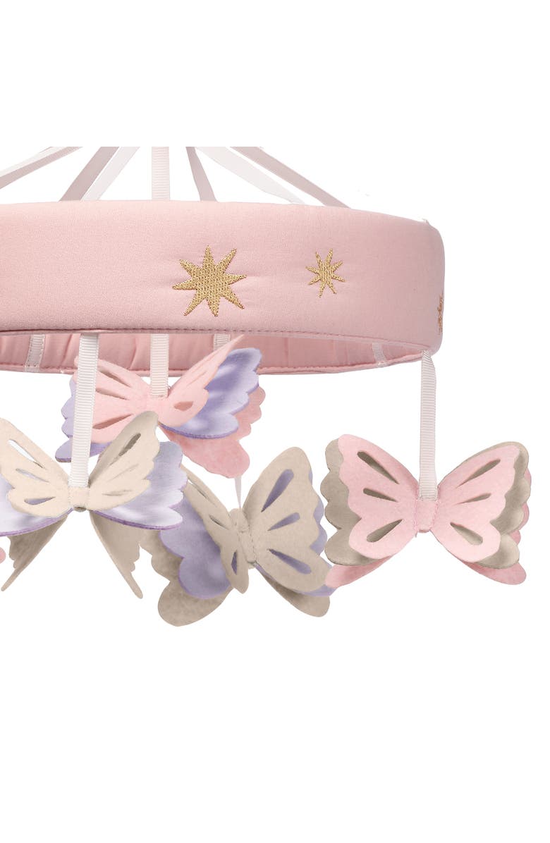 Lambs & Ivy Butterfly Dreams Musical Baby Crib Mobile Soother Toy, Alternate, color, Pink