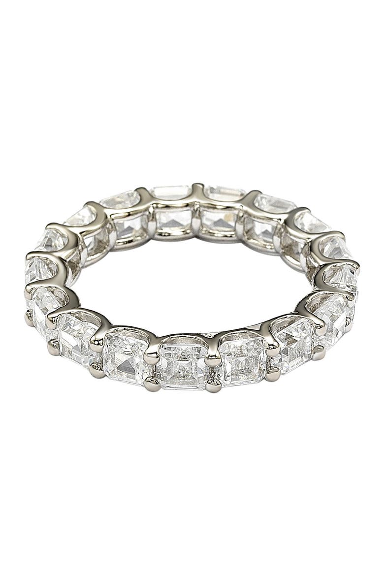 Sterling Silver CZ White Modern Eternity Band, Alternate, color, WHITE