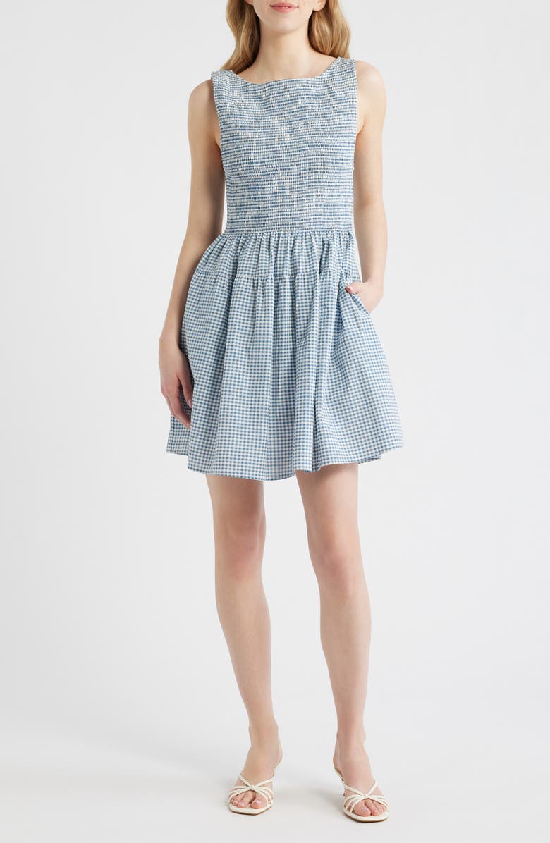 Hill House Home The Cosima Nap<sup>®</sup> Minidress, Main, color, Teal Gingham