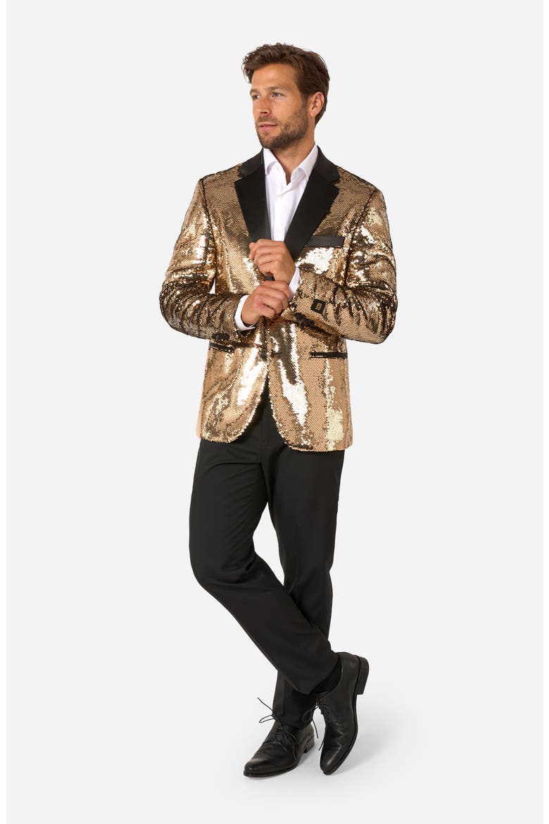 Groovy Gold Sequin Dinner Jacket, Alternate, color, GOLD