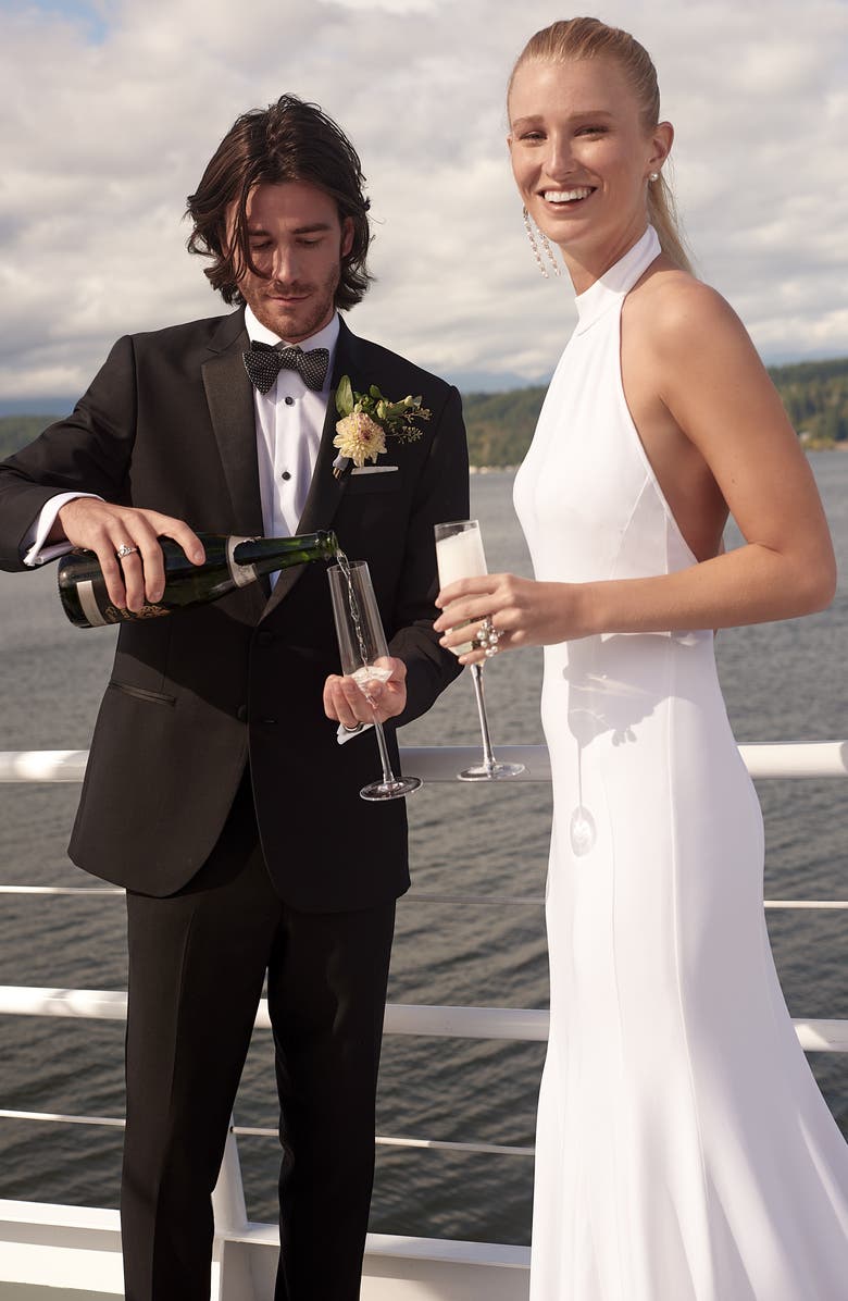 Stella McCartney F18 Magnolia Halter Wedding Dress, Alternate, color, 