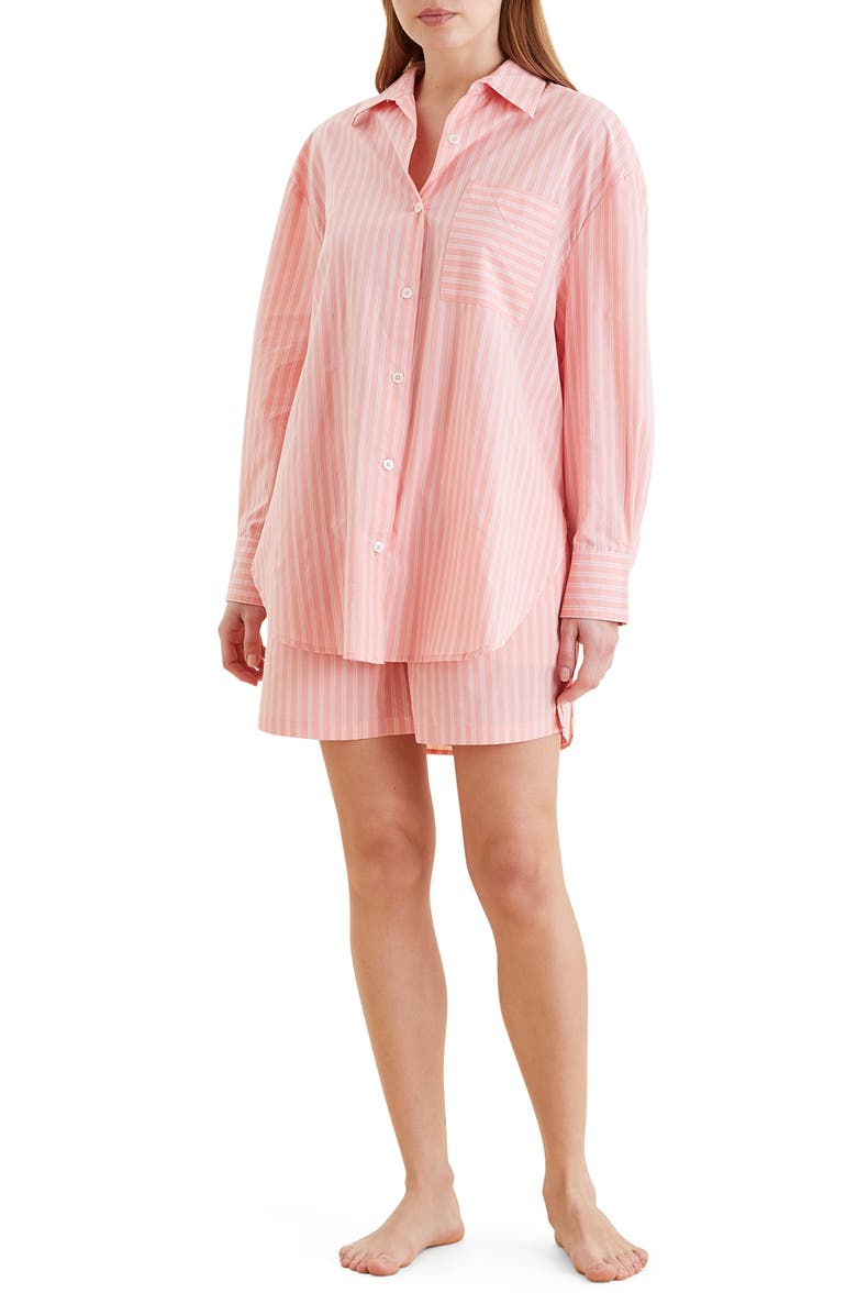 Papinelle Double Stripe Short Cotton Pajamas, Alternate, color,