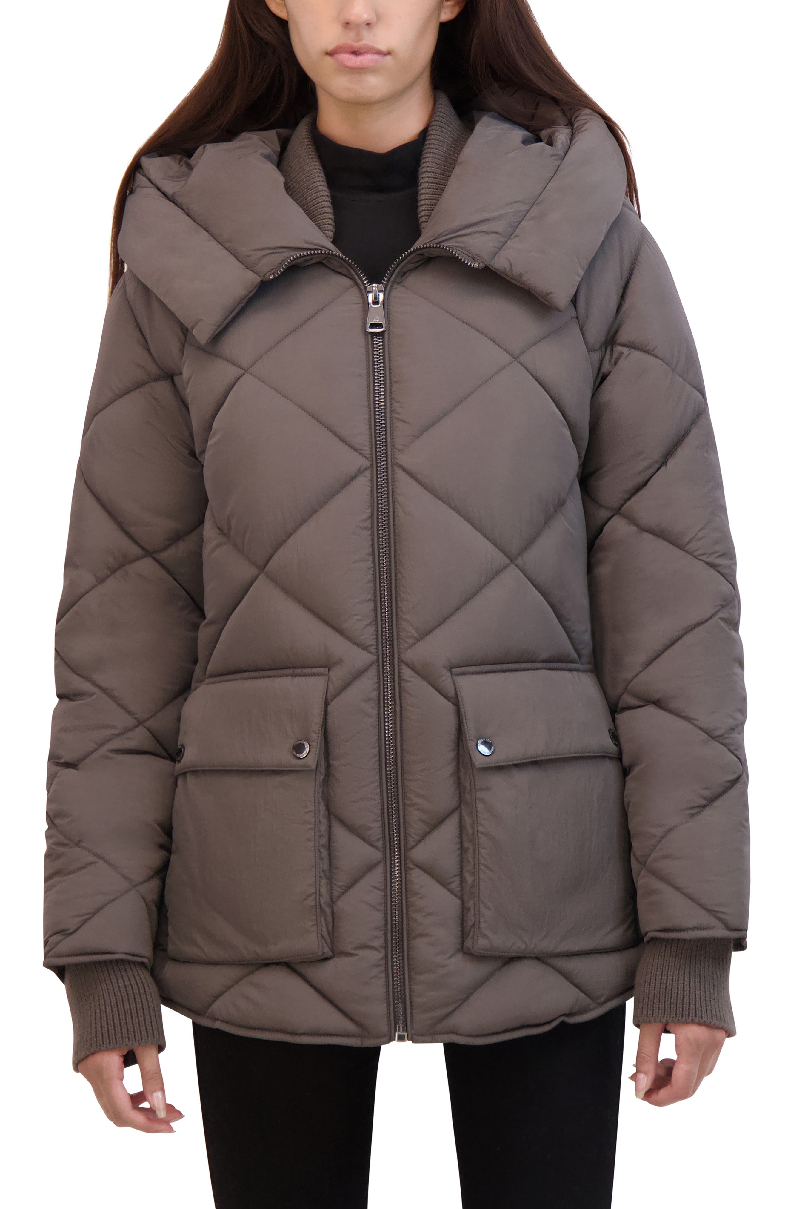 Kenneth Cole New York Diamond Quilted Hooded Jacket