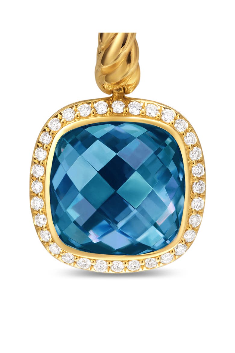 Albion® Drop Earrings in 18K Yellow Gold with Diamonds, 10mm, Alternate, color, 18K GOLD/ BLUE TOPAZ