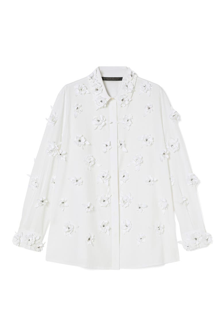 Fidato Crystal Flower Button-Up Shirt, Alternate, color, OPTICAL WHITE
