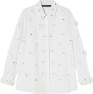 Marina Rinaldi Fidato Crystal Flower Button-Up Shirt