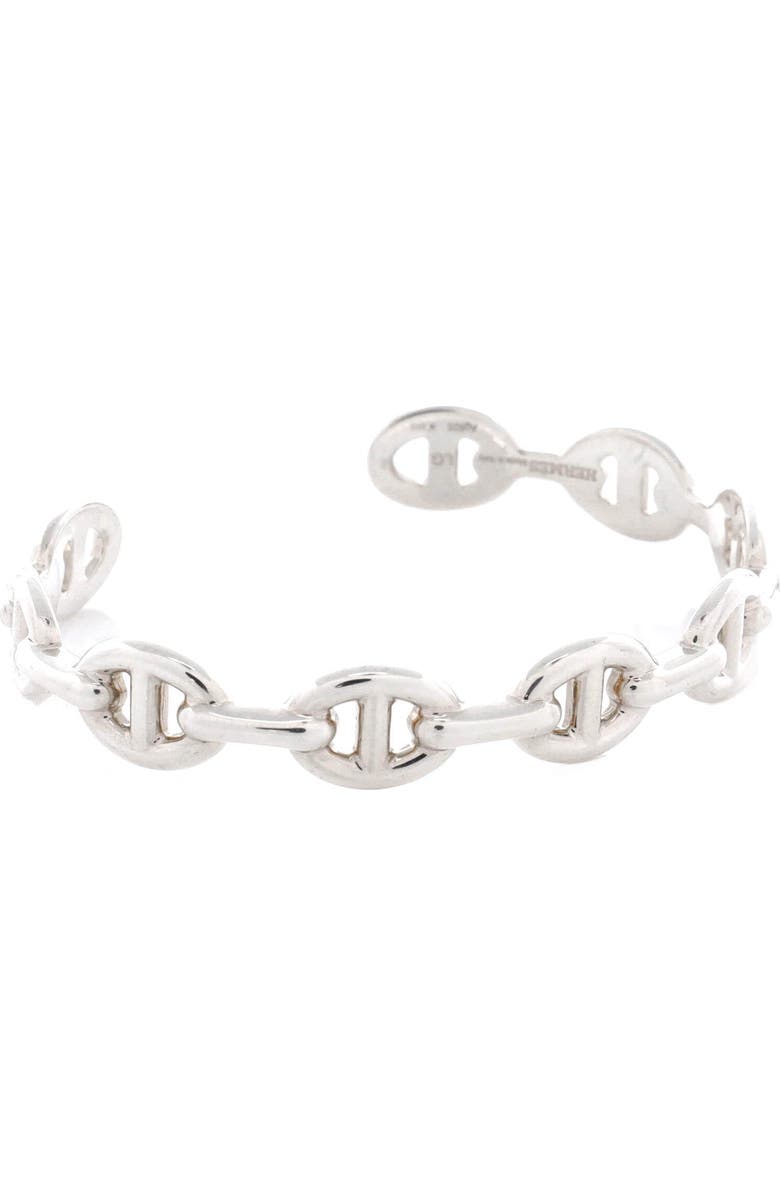 Pre-Owned Hermes Chaine d'Ancre Enchainee Cuff Bracelet Sterling Silver Medium, Alternate, color, Silver