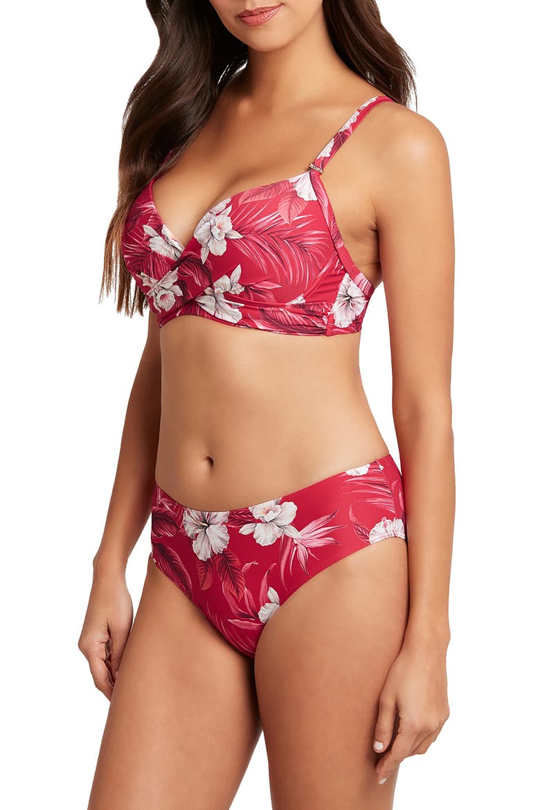 Floral Bikini Bottoms, Alternate, color, RED