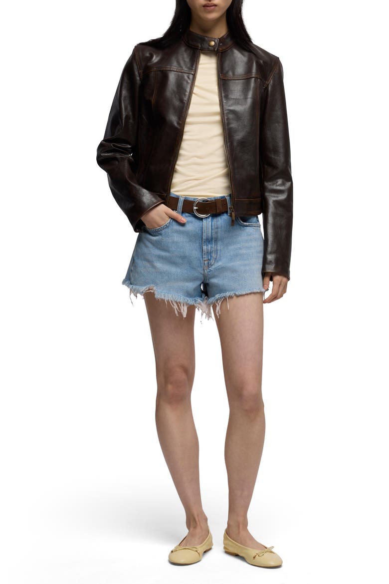 June High Waist Cutoff Denim Shorts, Alternate, color, ROUNDUP