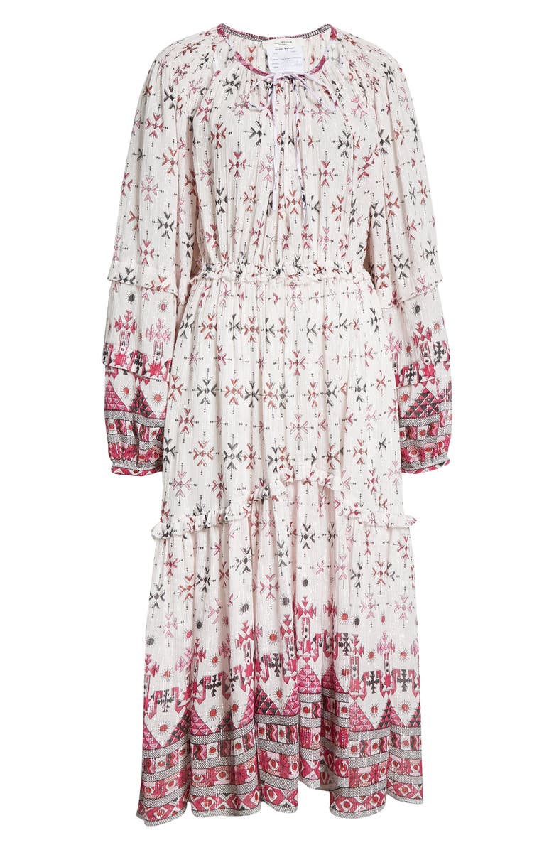 Isabel Marant Étoile Fratela-Ge Print Long Sleeve Maxi Dress, Alternate, color, White