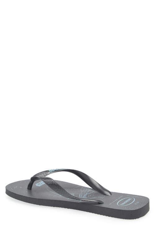 Havaianas Star Wars Flip Flop In Black/black/blue