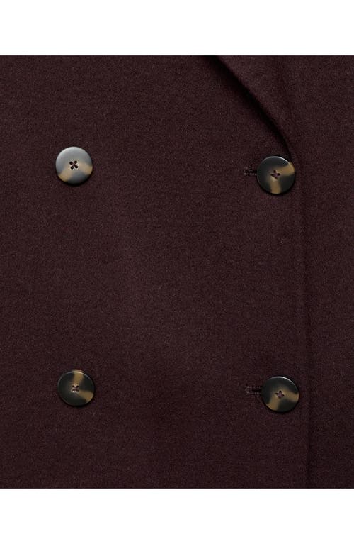 Mango Picarol Double Breasted Wool Blend Coat In Burgundy