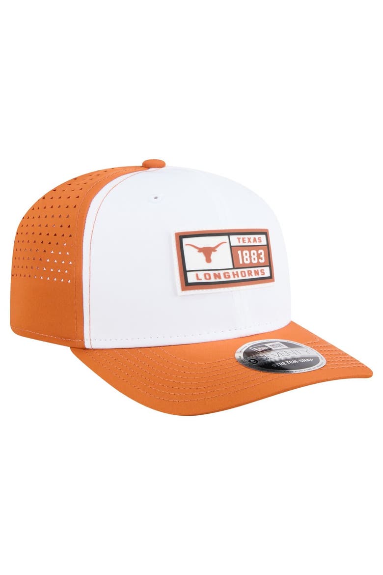 Men's New Era White/Texas Orange Texas Longhorns Perforated Patched 9SEVENTY Adjustable Hat, Alternate, color, White