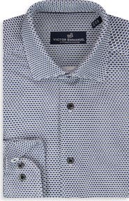 Victor Emmanuel Regular Fit Geometric Print Knit Cotton Dress Shirt