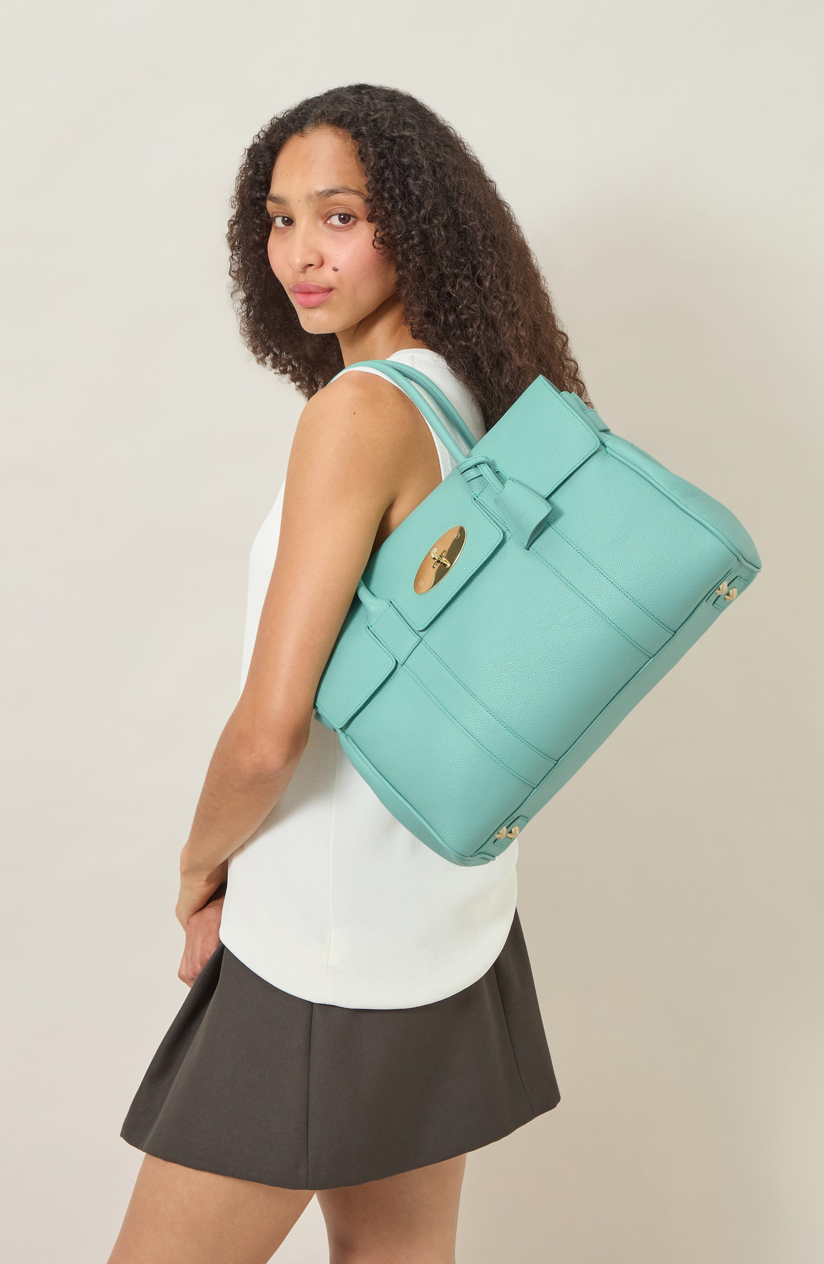Bayswater Grained Leather Satchel, Alternate, color, MARINA BLUE