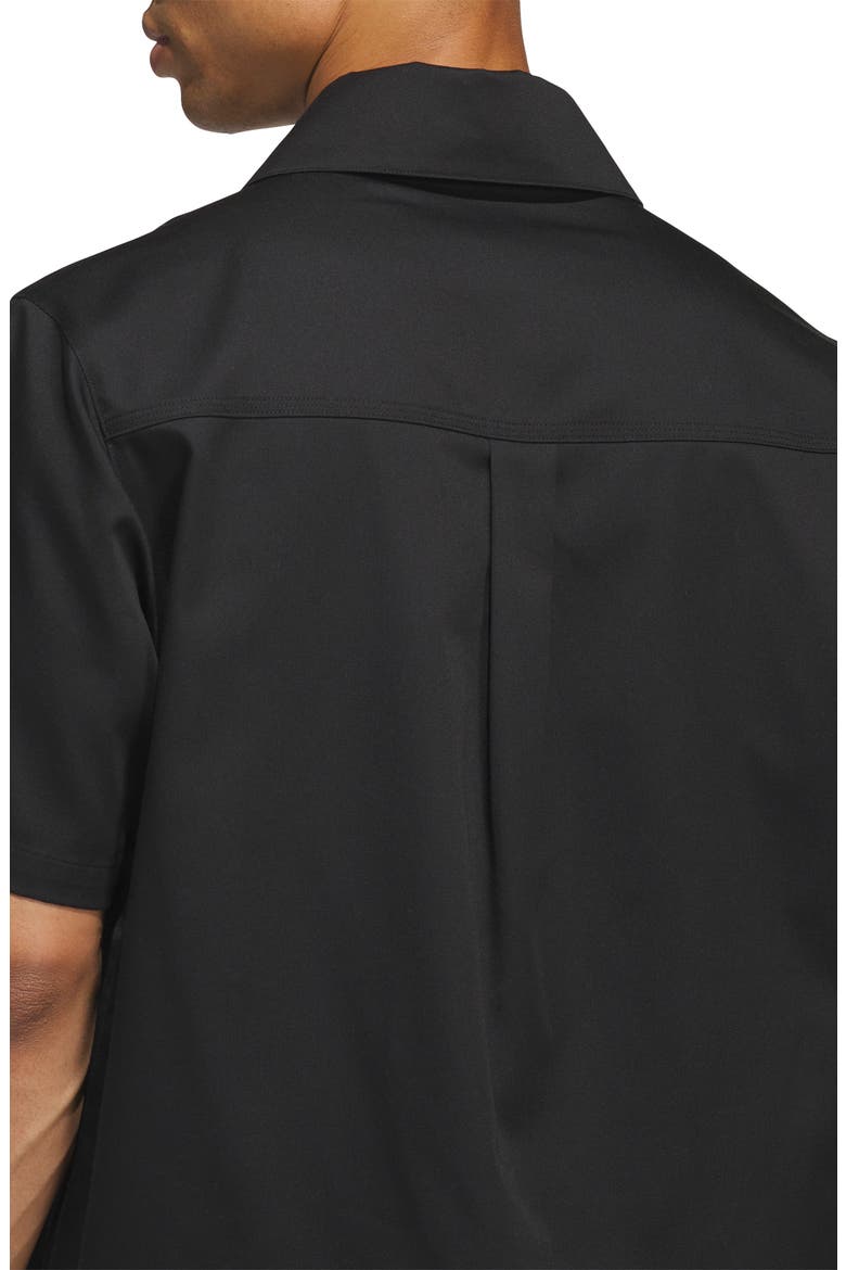 Short Sleeve Woven Camp Shirt, Alternate, color, BLACK