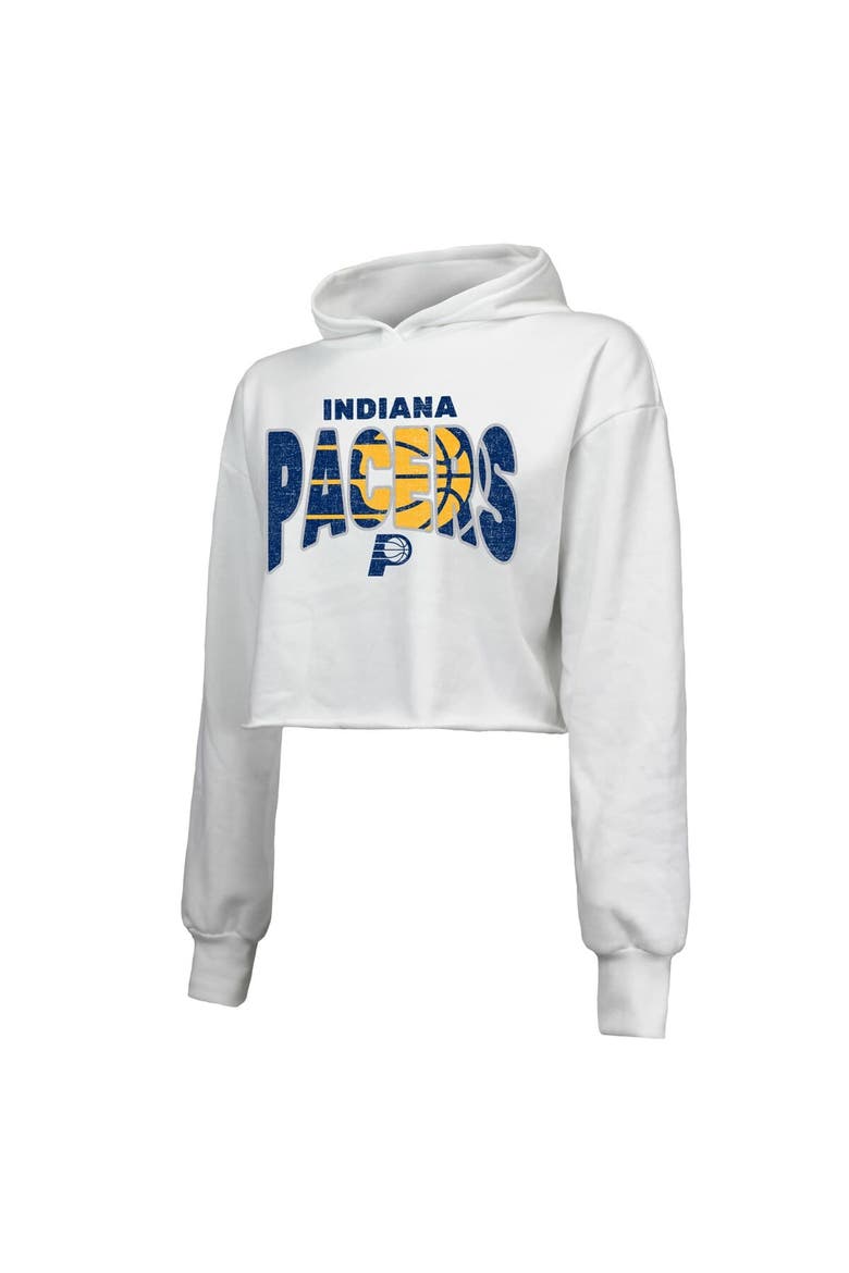 Women's Majestic Threads  White Indiana Pacers Tri-Blend Cropped Pullover Hoodie, Alternate, color, White