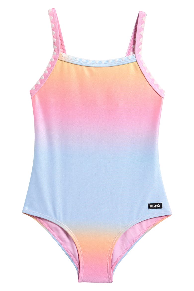 Kids' Shimmer Ombré One-Piece Swimsuit, Main, color, SHERBERT
