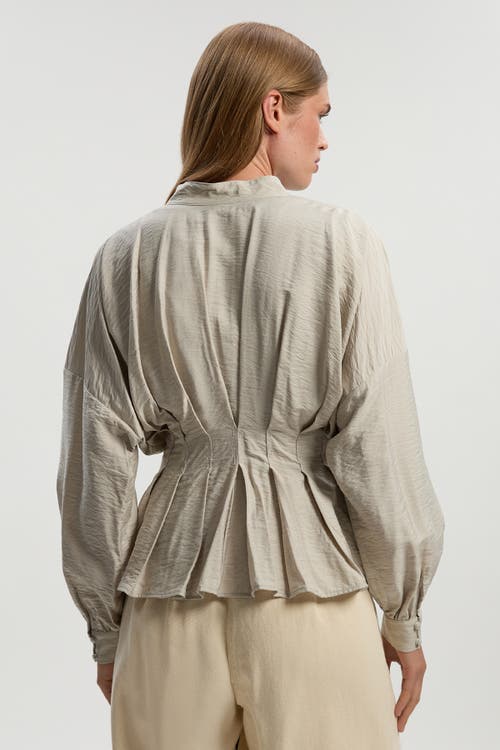 Karen Millen Pleated Detail Woven Jacket In Neutral