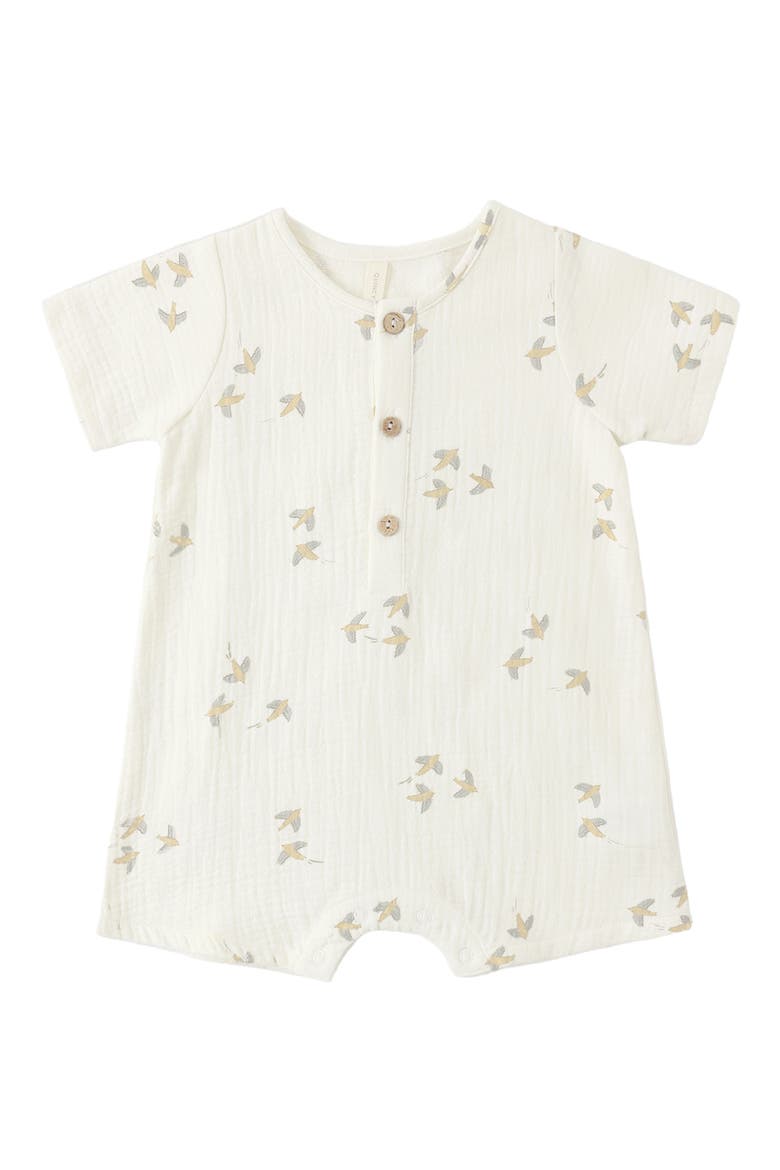 Bird Print Organic Cotton Romper, Alternate, color, IVORY