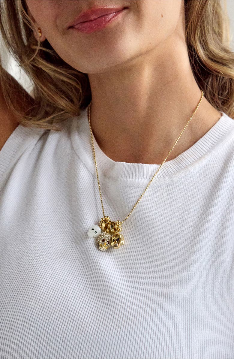 BaubleBar Sparkling Skull Charm Necklace, Alternate, color, 