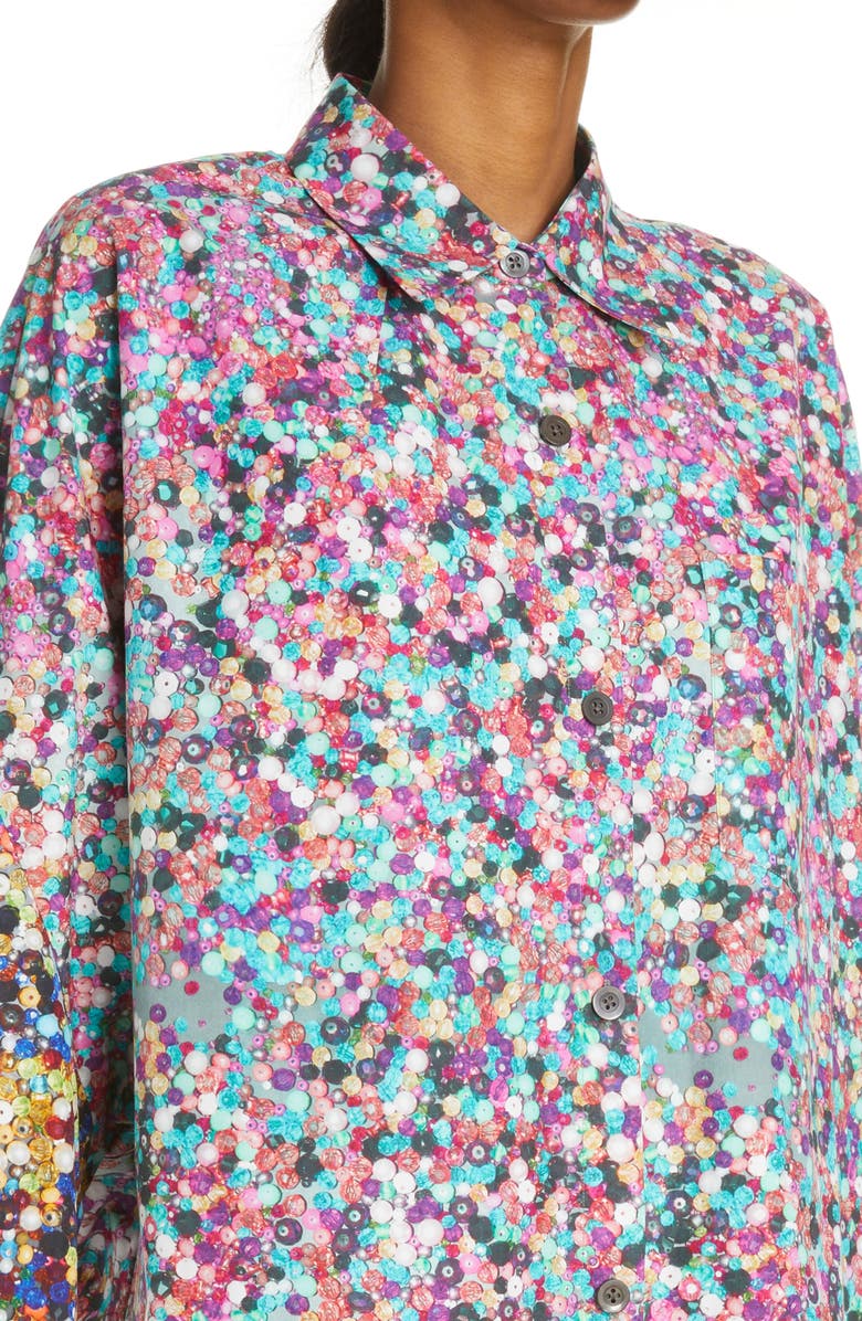 Dries Van Noten Domano Bead Print Long Sleeve Shirtdress, Alternate, color, 