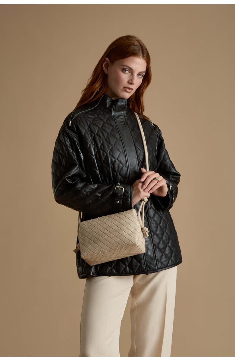 Furniq UK Nora Leather Coat, Alternate, color, Black