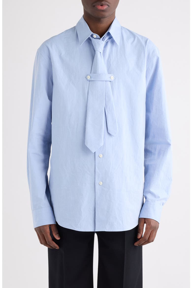 Cilian Button-Up Shirt with Tie, Main, color, BLUE