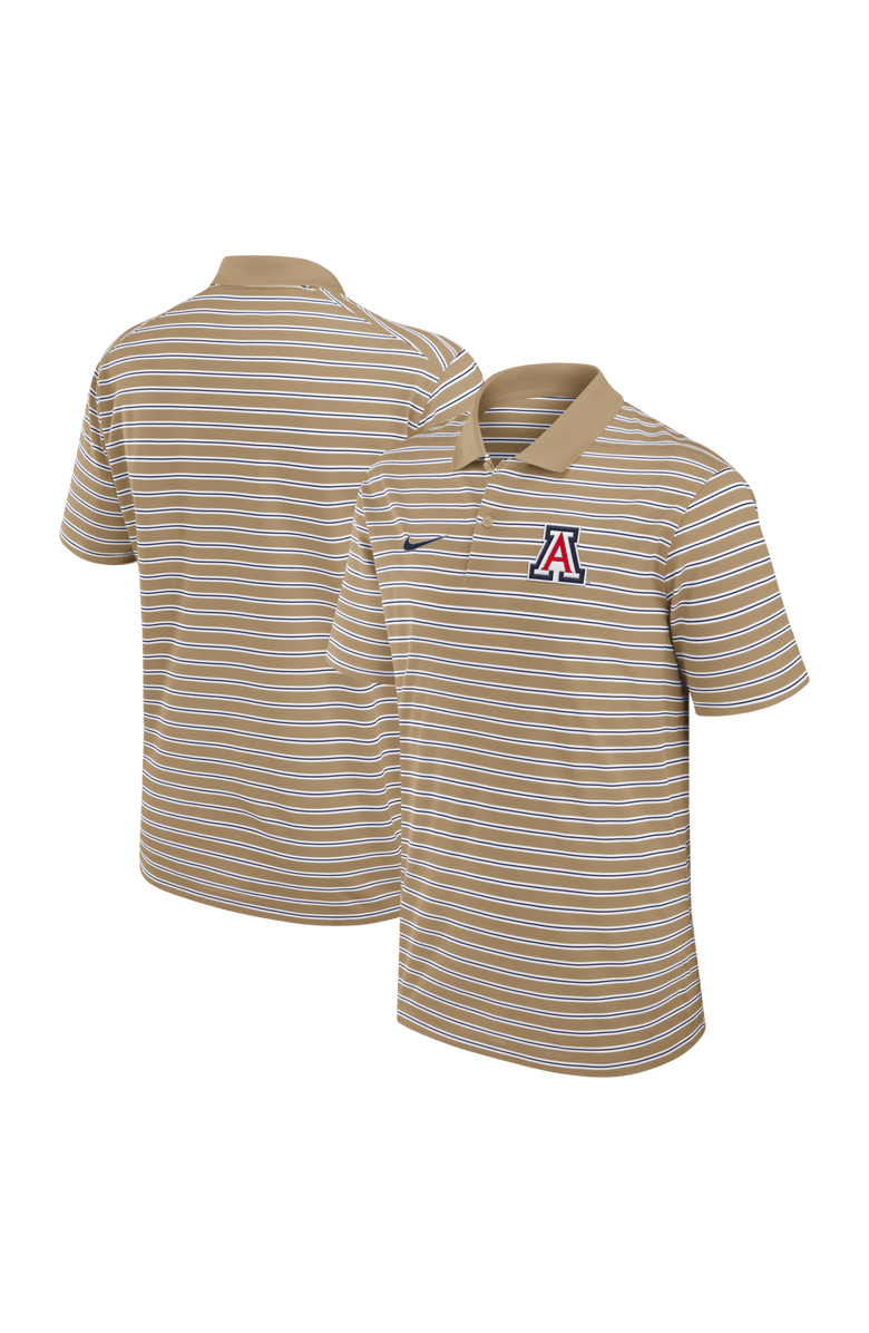 Nike Men's Nike Tan Arizona Wildcats Athletic Prep Striped Performance Polo, Main, color, Tan