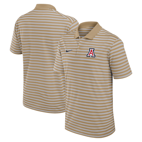 Men's Nike Tan Arizona Wildcats Athletic Prep Striped Performance Polo