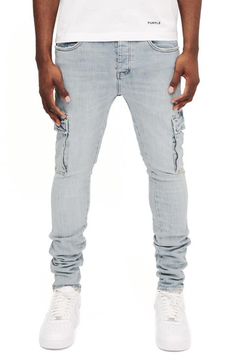 Skinny Cargo Jeans (Light Indigo)