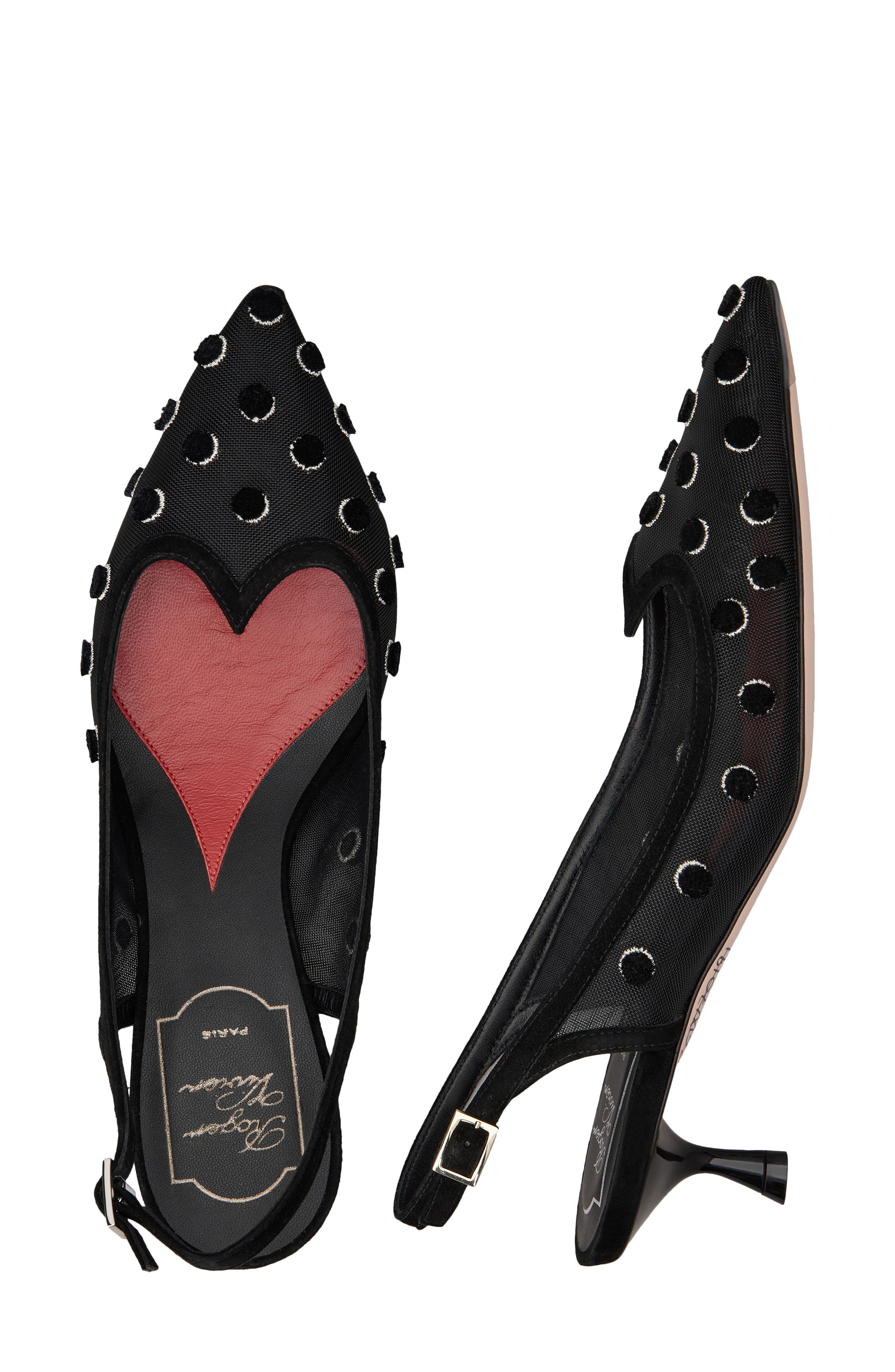 Roger Vivier I Love Polka Dot Slingback Pump, Alternate, color, Nero